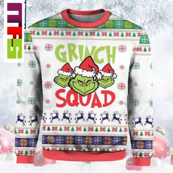 The Grinch Squad With Santa Hat Christmas Ugly Sweater 2023