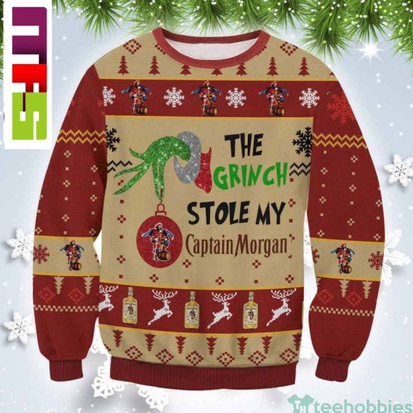 The Grinch Stole My Captain Morgan Funny Christmas Ugly Sweater 2023