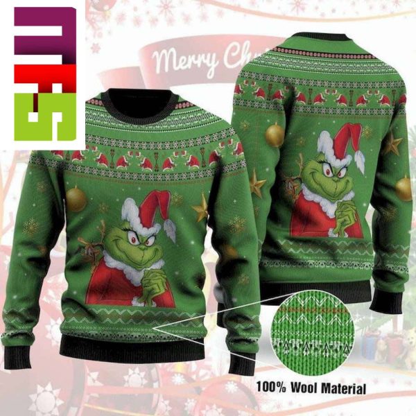 The Naughty Grinch In Santa Suit Unique Ugly Christmas Sweater 2023