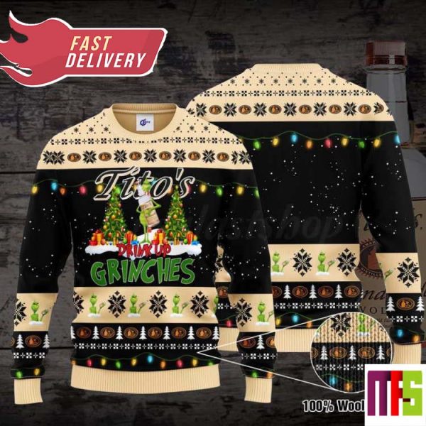 Tito’s Drink Up Grinches On Black And Brown Christmas Ugly Sweater 2023