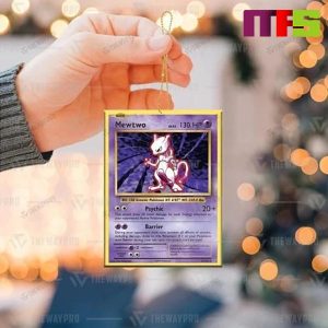 3D Basic Mewtwo Pokemon Card Christmas Tree Decorations 2023 Unique Xmas Ornament