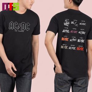 AC DC 50 Years Of Logos Two Sided Essentials T-Shirt