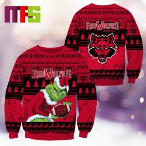 Arkansas State Red Wolves NCAA Grinch Funny Best For Holiday Christmas Ugly Sweater