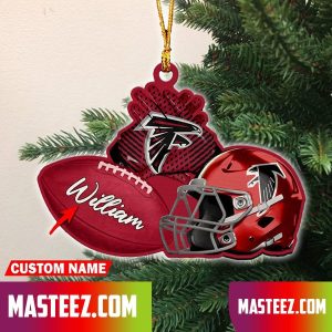 Atlanta Falcons NFL Custom Name Rugby Ball Helmet Custom Shaped Christmas Ornament