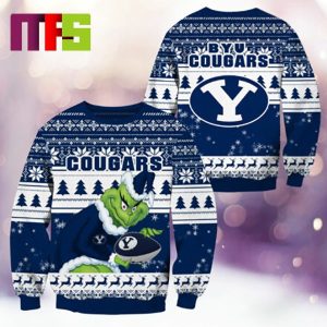 BYU Cougars NCAA Grinch Funny Best For Holiday Christmas Ugly Sweater