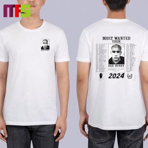 Bad Bunny Most Wanted Tour 2024 Two Sided Essentials T-Shirt Bad Bunny Most Wanted Tour 2024 Two Sided Essentials T-Shirt