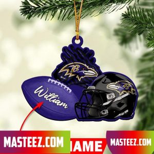 Baltimore Ravens NFL Custom Name Rugby Ball Helmet Custom Shaped Christmas Ornament