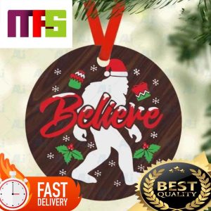 Believe Phrase And Bigfoot With Santa Hat Christmas Tree Decorations 2023 Believe Phrase And Bigfoot With Santa Hat Christmas Tree Decorations 2023