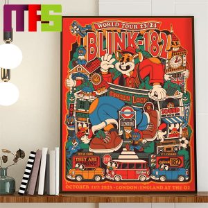 Blink 182 London Event Poster At The O2 England On October 11th 2023 Home Decor Poster Canvas