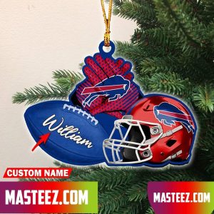 Buffalo Bills NFL Custom Name Rugby Ball Helmet Custom Shape Christmas Ornament