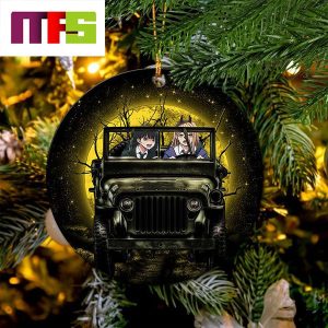 Chainsaw Man Anime Drive Jeep Halloween Moonlight Christmas Tree Decorations 2023 Circle Unique Xmas Ornament