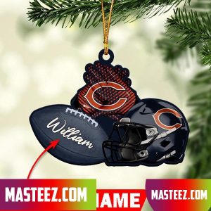 Chicago Bears NFL Custom Name Rugby Ball Helmet Custom Shape Christmas Ornament