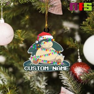 Christmas Hat Snorlax Pokemon Christmas Tree Decorations 2023 Unique Custom Name Xmas Ornament
