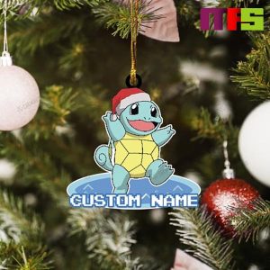 Christmas Hat Squirtle Pokemon Christmas Tree Decorations 2023 Unique Custom Name Xmas Ornament