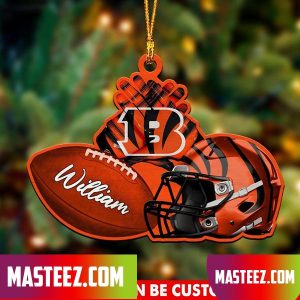 Cincinnati Bengals NFL Custom Name Rugby Ball Helmet Custom Shape Christmas Ornament