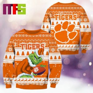 Clemson Tigers NCAA Grinch Funny Best For Holiday Christmas Ugly Sweater