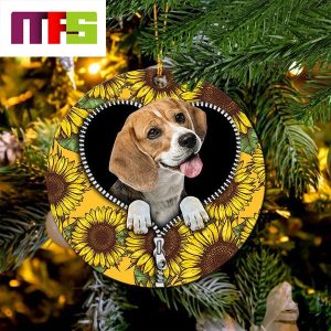 Cute Beagle Sunflowers Christmas Tree Decorations 2023 Unique Xmas Ornament