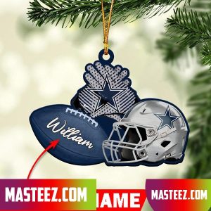 Dallas Cowboys NFL Custom Name Rugby Ball Helmet Custom Shape Christmas Ornament