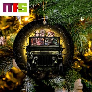 Demon Slayer Anime Drive Jeep Halloween Moonlight Christmas Tree Decorations 2023 Circle Unique Xmas Ornament