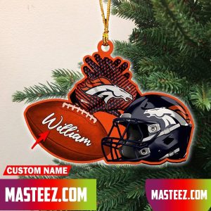 Denver Broncos NFL Custom Name Rugby Ball Helmet Custom Shape Christmas Ornament
