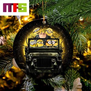 Despicable Me Gru And Minions Drive Jeep Halloween Moonlight Christmas Tree Decorations 2023 Circle Unique Xmas Ornament
