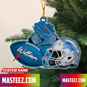 Detroit Lions NFL Custom Name Rugby Ball Helmet Custom Shape Christmas Ornament