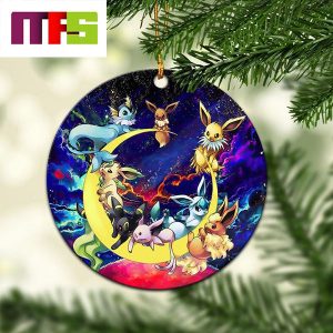 Eevee Evolution Pokemon On The Moon Christmas Tree Decorations 2023 Unique Ceramic Xmas Ornament