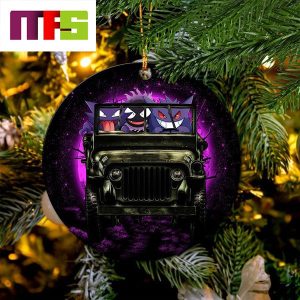 Gengar Pokemon Drive Jeep Halloween Moonlight Christmas Tree Decorations 2023 Circle Unique Xmas Ornament