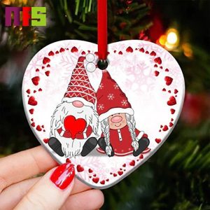 Gnome Couple Christmas Tree Decorations 2023 Unique Ceramic Custom Shape Xmas Ornament