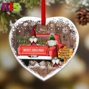 Gnome Red Truck Christmas Tree Decorations 2023 Unique Ceramic Custom Shape Xmas Ornament