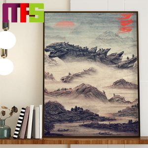 Godzilla In Japan Ancient Japanese Art Style Home Decor Poster Canvas