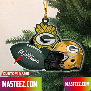 Green Bay Packers NFL Custom Name Rugby Ball Helmet Custom Shape Christmas Ornament