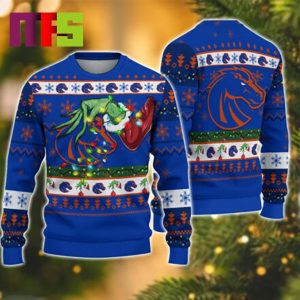 Grinch Stole Boise State Broncos NCAA Funny Best For Holiday Christmas Ugly Sweater