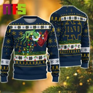 Grinch Stole Notre Dame Fightin Irish NCAA Funny Best For Holiday Christmas Ugly Sweater