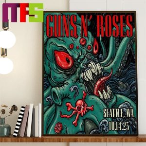 Guns N Roses October 14th 2023 At Seattle WA Kraken Monster Home Decor Poster Canvas