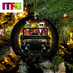 Jack Nightmare Before Christmas And Grinch Drive Jeep Halloween Moonlight Christmas Tree Decorations 2023 Circle Unique Xmas Ornament