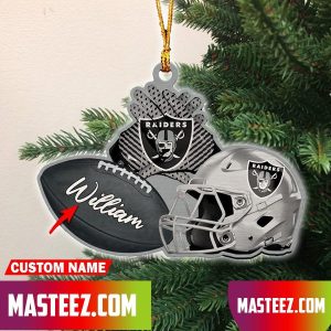 Las Vegas Raiders NFL Custom Name Rugby Ball Helmet Custom Shape Christmas Ornament