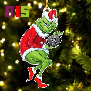 Las Vegas Raiders NFL Grinch Stole Christmas Tree Decorations Unique Custom Shape Xmas Ornament