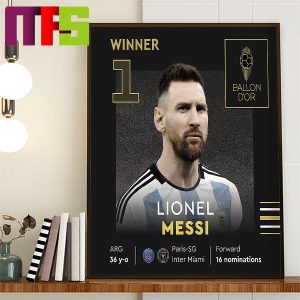 Lionel Messi 2023 Ballon d’Or Winner Ranking 1 Home Decor Poster Canvas