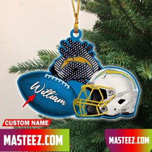 Los Angeles Chargers NFL Custom Name Rugby Ball Helmet Custom Shape Christmas Ornament