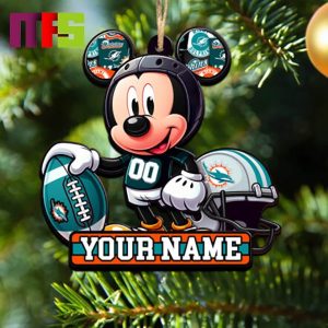 Miami Dolphins NFL Mickey Disney Christmas Tree Decorations Unique Custom Name Xmas Ornament