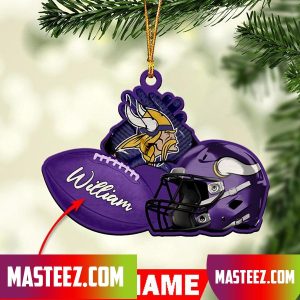 Minnesota Vikings NFL Custom Name Rugby Ball Helmet Custom Shape Christmas Ornament