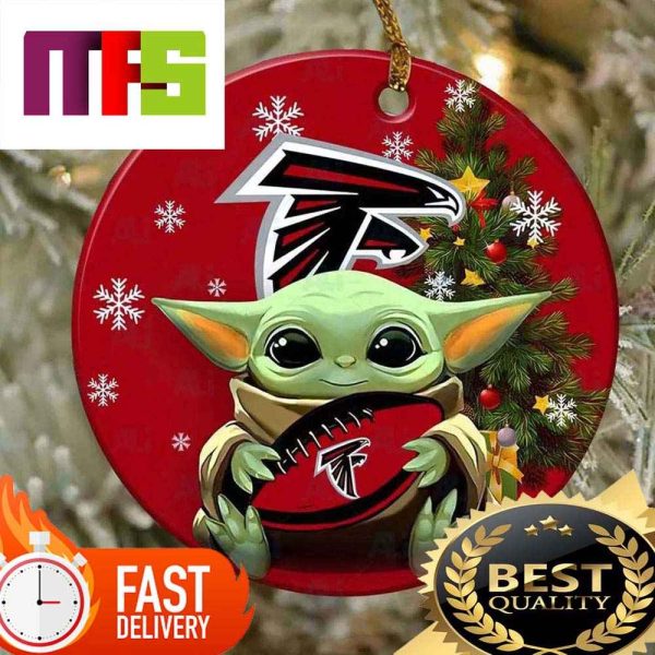 NFL Atlanta Falcons With Baby Yoda Funny Custom Christmas Tree Ornaments 2023