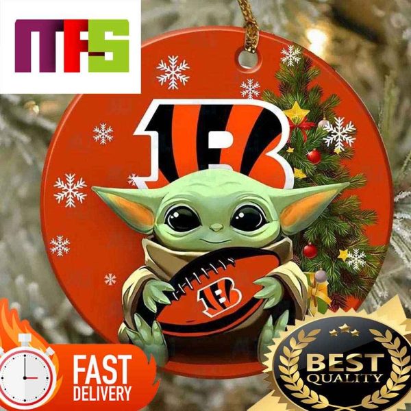 NFL Cincinnati Bengals With Baby Yoda Funny Custom Christmas Tree Ornaments 2023