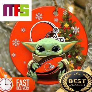 NFL Cleveland Browns With Baby Yoda Funny Custom Christmas Tree Ornaments 2023