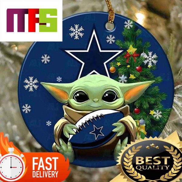 NFL Dallas Cowboys With Baby Yoda Funny Custom Christmas Tree Ornaments 2023