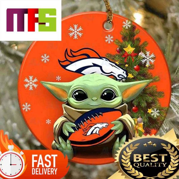 NFL Denver Broncos With Baby Yoda Funny Custom Christmas Tree Ornaments 2023