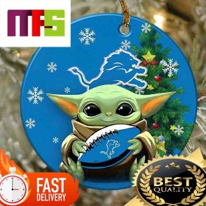 NFL Detroit Lions With Baby Yoda Funny Custom Christmas Tree Ornaments 2023