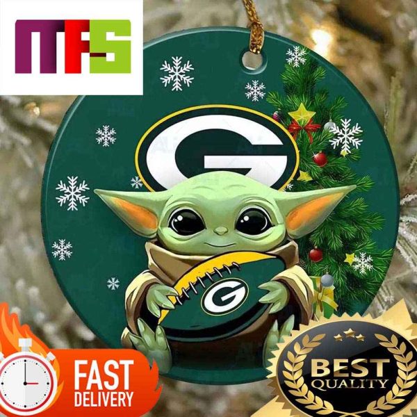 NFL Green Bay Packers With Baby Yoda Funny Custom Christmas Tree Ornaments 2023