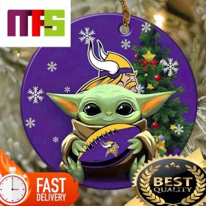 NFL Minnesota Vikings With Baby Yoda Funny Custom Christmas Tree Ornaments 2023